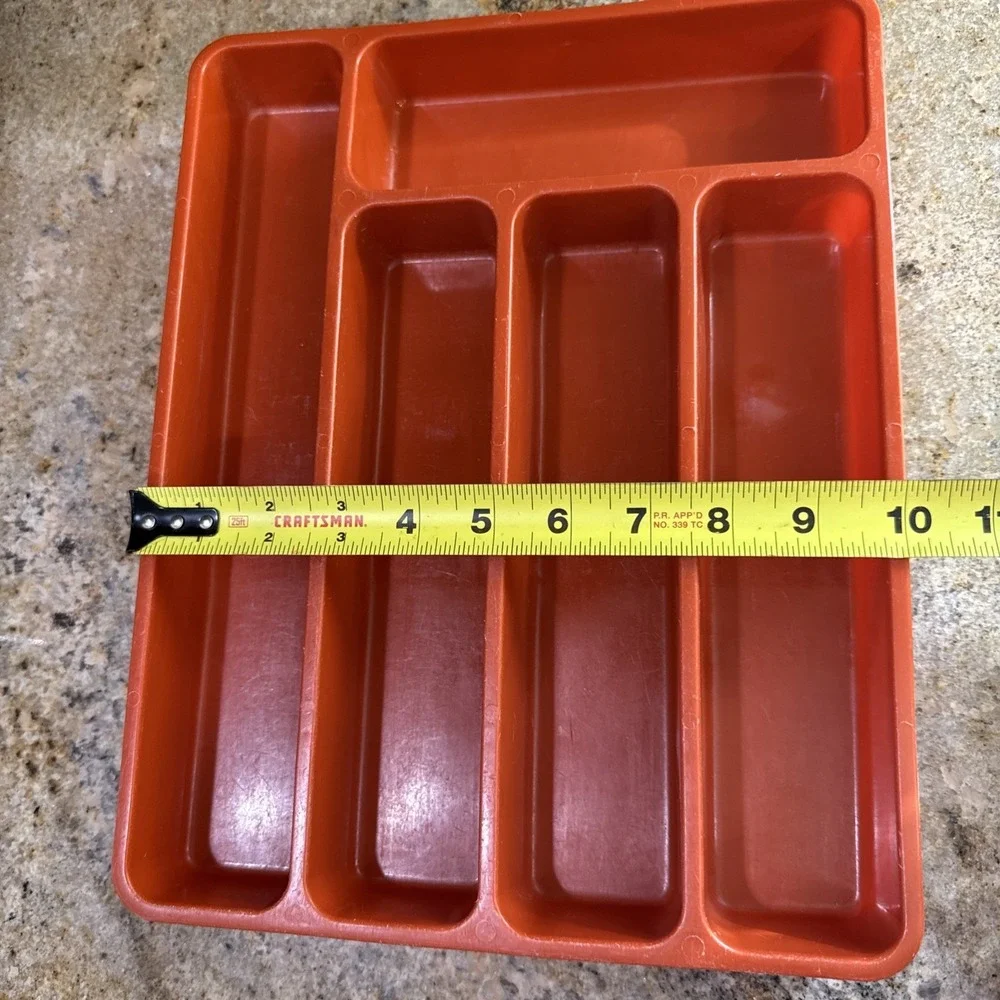 Vintage MCM Max Klein C65 Cutlery Silverware Drawer Organizer Burnt Orange Retro